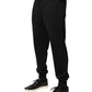 Black Cotton Mid Waist Jogger Trousers Pants