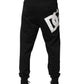 Black Cotton Mid Waist Jogger Trousers Pants