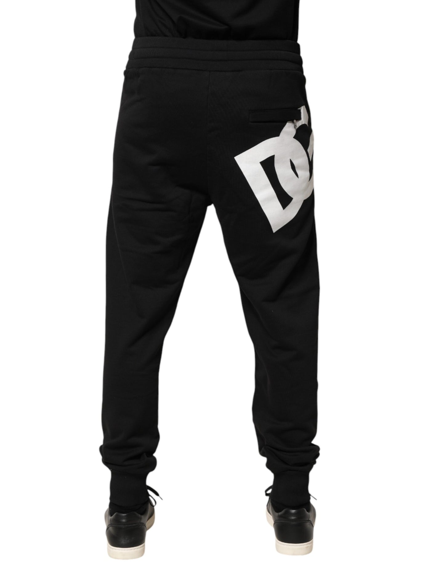 Black Cotton Mid Waist Jogger Trousers Pants