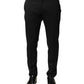 Black Wool Mid Waist Men Dress Trousers Pants