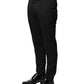 Black Wool Mid Waist Men Dress Trousers Pants