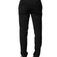Black Wool Mid Waist Men Dress Trousers Pants