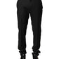 Black Wool Mid Waist Men Dress Trousers Pants