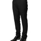 Black Wool Mid Waist Men Dress Trousers Pants