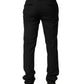 Black Wool Mid Waist Men Dress Trousers Pants