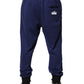 Blue Cotton Mid Waist Jogger Trousers Pants
