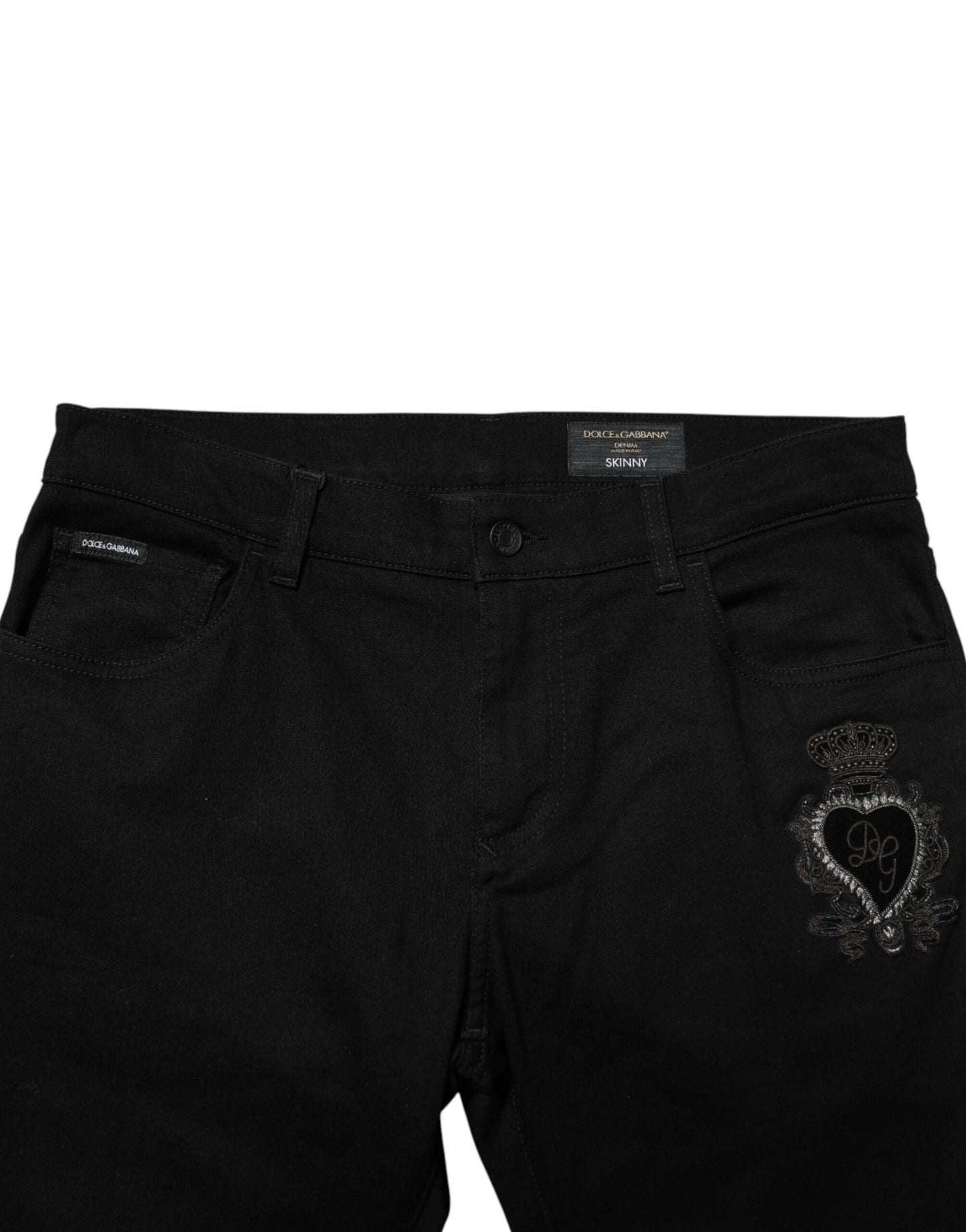 Black Sacred Heart Men Cotton Denim Jeans