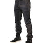Dark Gray Mid Waist Skinny Fit Men Denim Trouser Jeans
