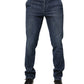 Dark Blue Mid Waist Skinny Fit Men Denim Trouser Jeans