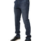 Dark Blue Mid Waist Skinny Fit Men Denim Trouser Jeans