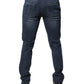 Dark Blue Mid Waist Skinny Fit Men Denim Trouser Jeans