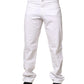 White Cotton Mid Waist Straight Men Denim Jeans