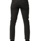 Dark Gray Cotton Mid Waist Skinny Men Denim Jeans