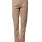 Beige Cotton Mid Waist Straight Men Chino Trouser Pants