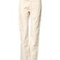 Off White Cotton Straight Men Corduroy Chino Trouser Pants