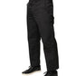 Black Mid Waist Men Tapered Dress Trouser Pants