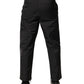 Black Mid Waist Men Tapered Dress Trouser Pants