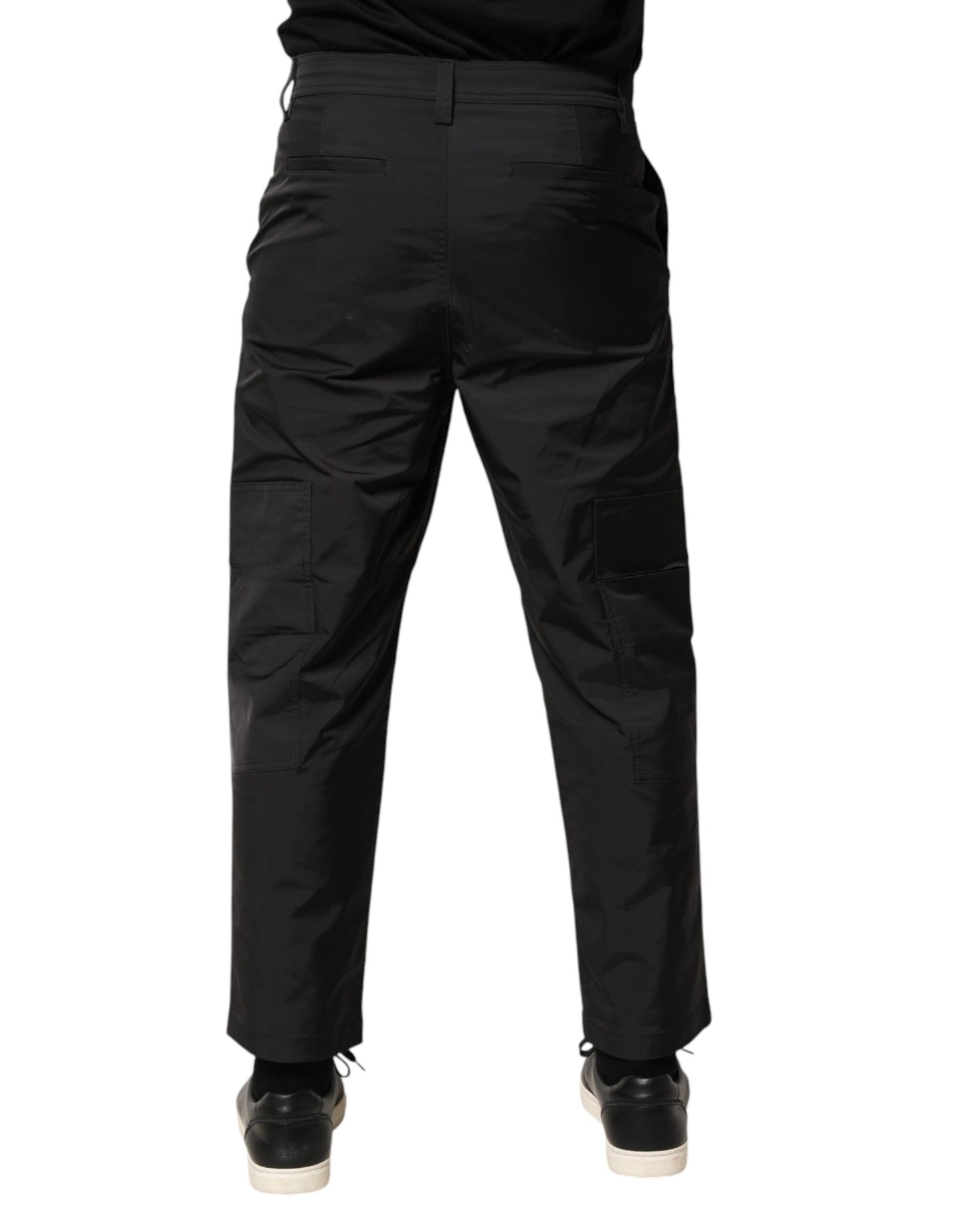 Black Mid Waist Men Tapered Dress Trouser Pants