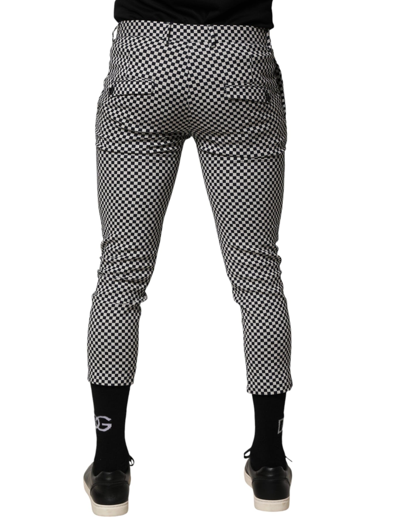 Black White Checkered Men Cropped Pants