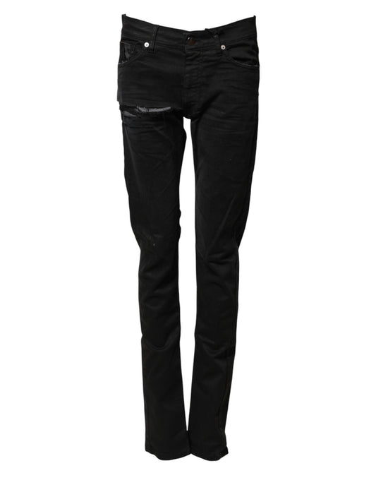 Black Tattered Men Skinny Denim Trouser Jeans