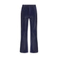 Blue Cotton High-Waisted Jean