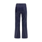 Blue Cotton High-Waisted Jean