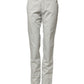 Light Gray Mid Waist Men Straight Chino Trouser Pants