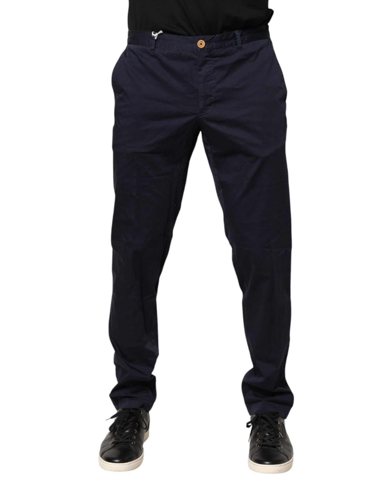 Navy Blue Skinny Chino Mid Waist Men Pants
