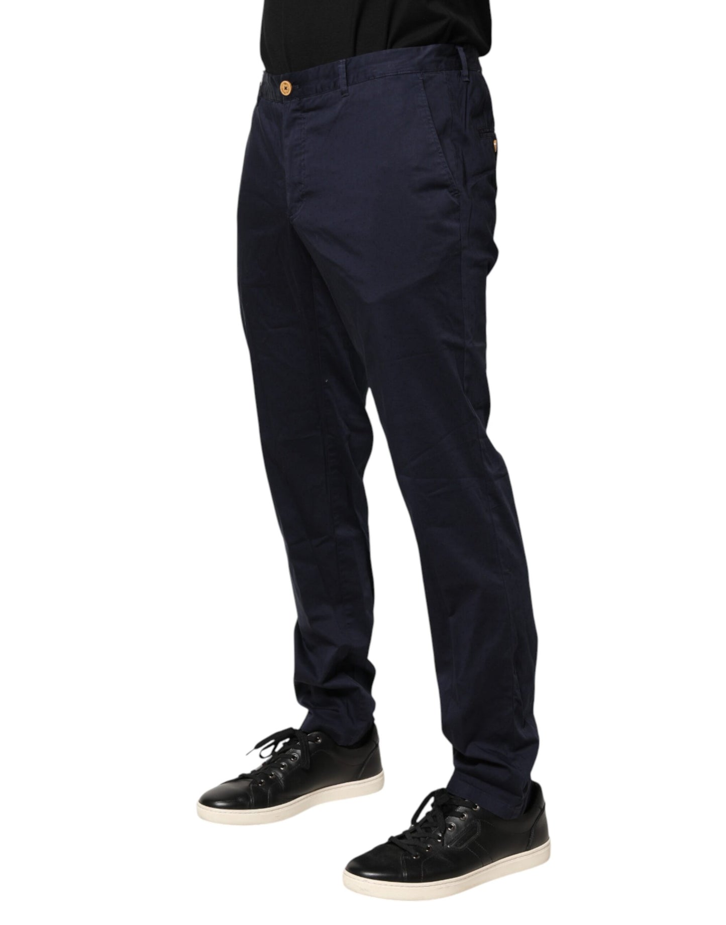 Navy Blue Skinny Chino Mid Waist Men Pants