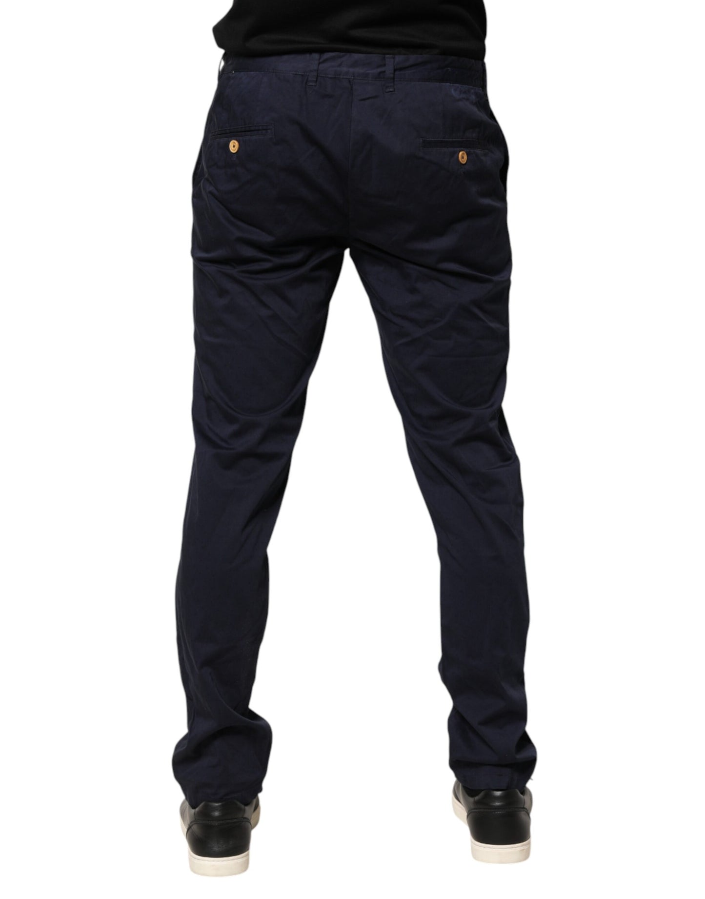 Navy Blue Skinny Chino Mid Waist Men Pants
