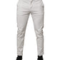 White Cotton Mid Waist Skinny Men Denim Jeans