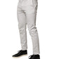 White Cotton Mid Waist Skinny Men Denim Jeans