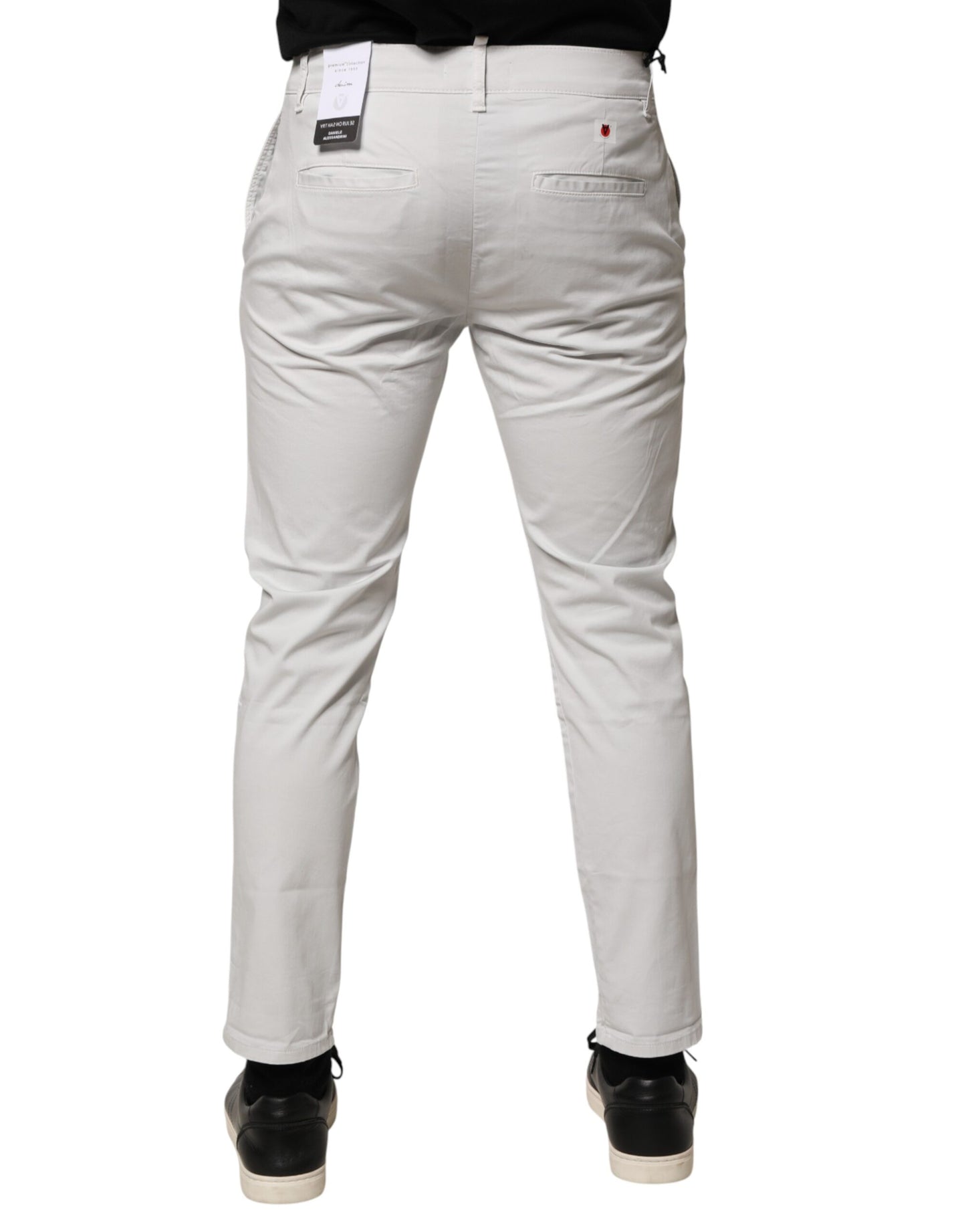 White Cotton Mid Waist Skinny Men Denim Jeans