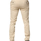 Beige Mid Waist Men Skinny Fit Chino Trouser Pants