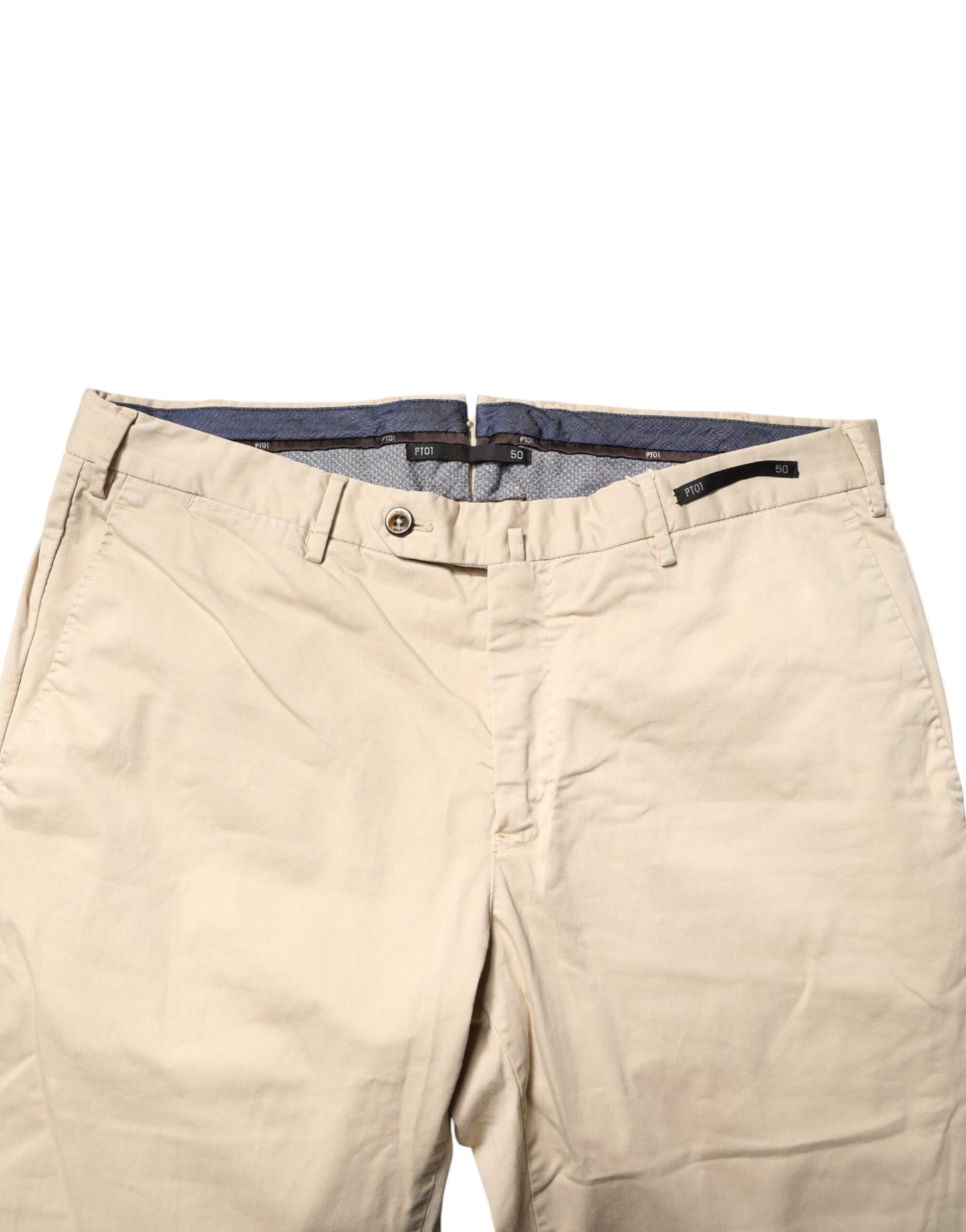 Beige Mid Waist Men Skinny Fit Chino Trouser Pants