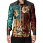 Multicolor Tiger Leopard Print Silk Men Shirt
