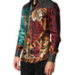 Multicolor Tiger Leopard Print Silk Men Shirt