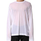 White Nylon Long Sleeves Crewneck T-Shirt