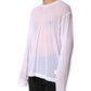 White Nylon Long Sleeves Crewneck T-Shirt