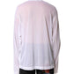 White Nylon Long Sleeves Crewneck T-Shirt