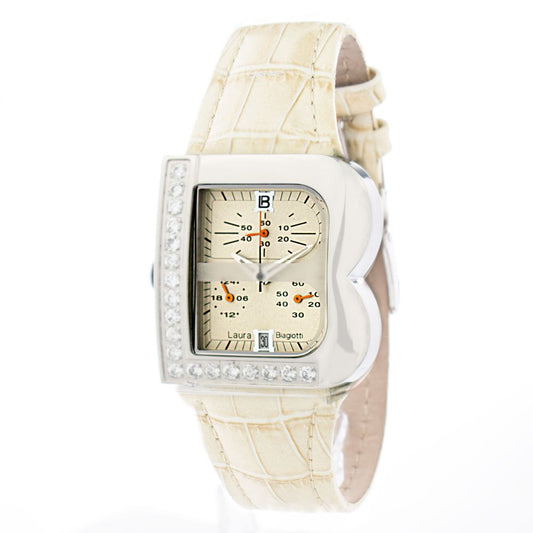 Beige Leather Dress Watch
