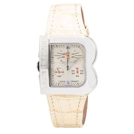 Beige Leather Dress Watch