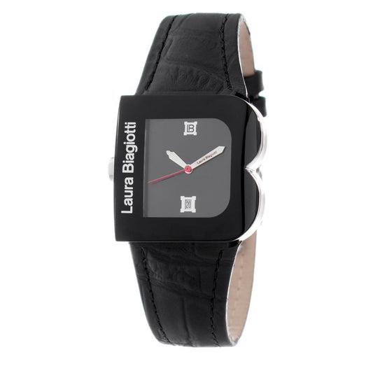 Black Leather Dress Watch