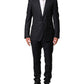Dark Blue Wool Single Breasted Men 2 Piece Suit