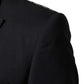 Black Wool Single Breasted 3 Piece Men Suit