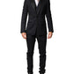 Black Wool Single Breasted 3 Piece Men Suit