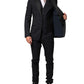 Black Wool Single Breasted 3 Piece Men Suit