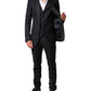 Black Wool Single Breasted 3 Piece Men Suit