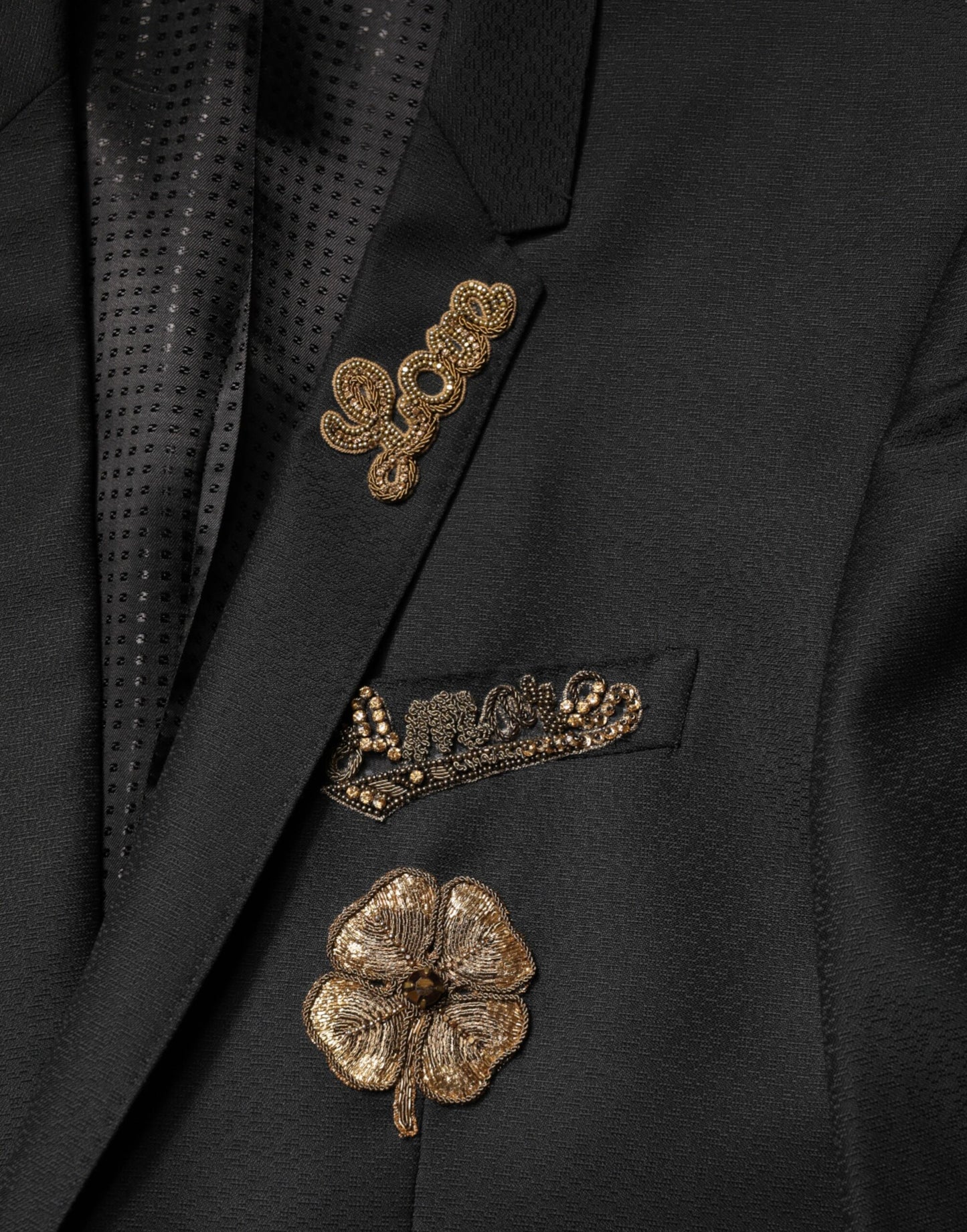 Black Embellished Single Breasted 2 Pc Suit