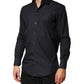 Black Cotton Long Sleeves Dress Formal Shirt